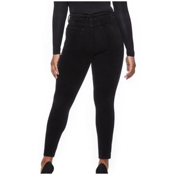 NWT Good American Good Legs Exposed Zipper Black Velvet - Size 12 / 31 - Picture 2 of 6